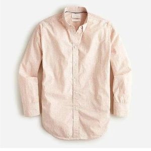 J.Crew Tan and White Gingham Button-up